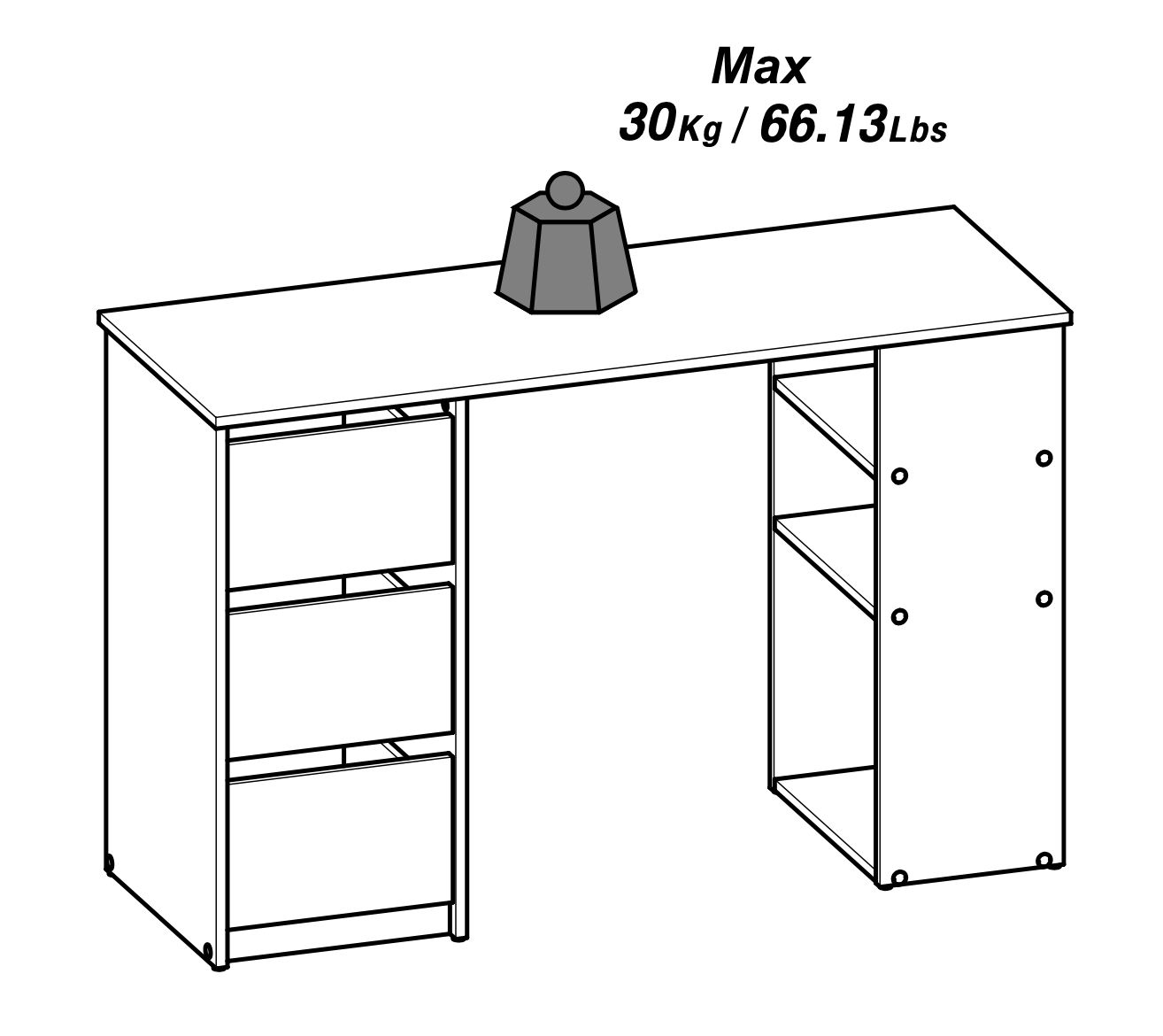 Victor 3 Drawer Black and Royal Oak Office Desk - FurniComp