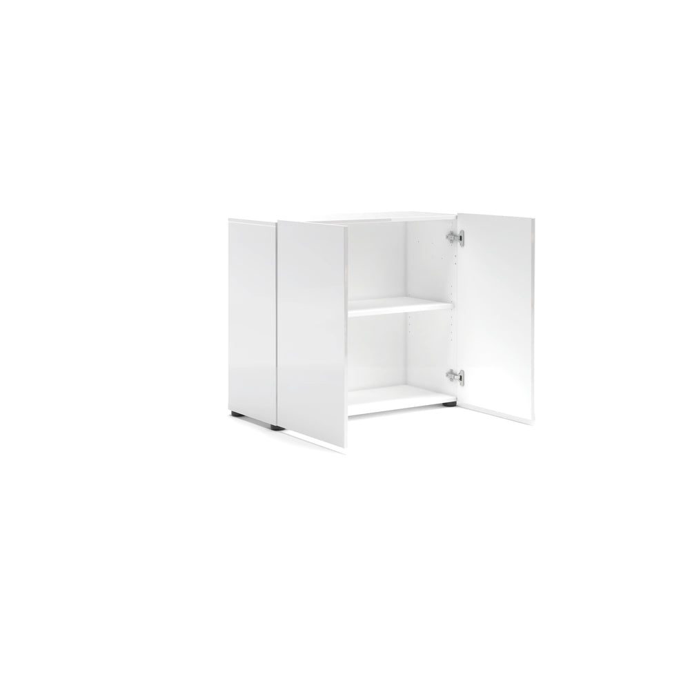 Vida 2 Door 90cm Small Compact White Gloss Sideboard - FurniComp