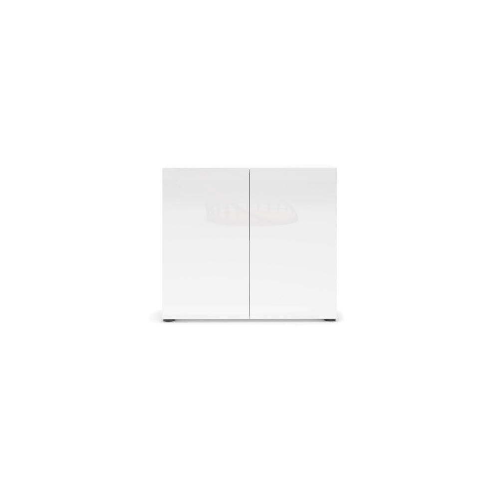 Vida 2 Door 90cm Small Compact White Gloss Sideboard - FurniComp