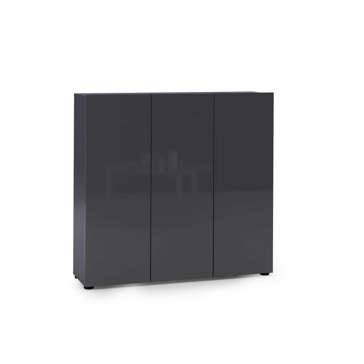 Vida 3 Door 120cm Anthracite Gloss 30 Pair Large Shoe Cabinet - FurniComp