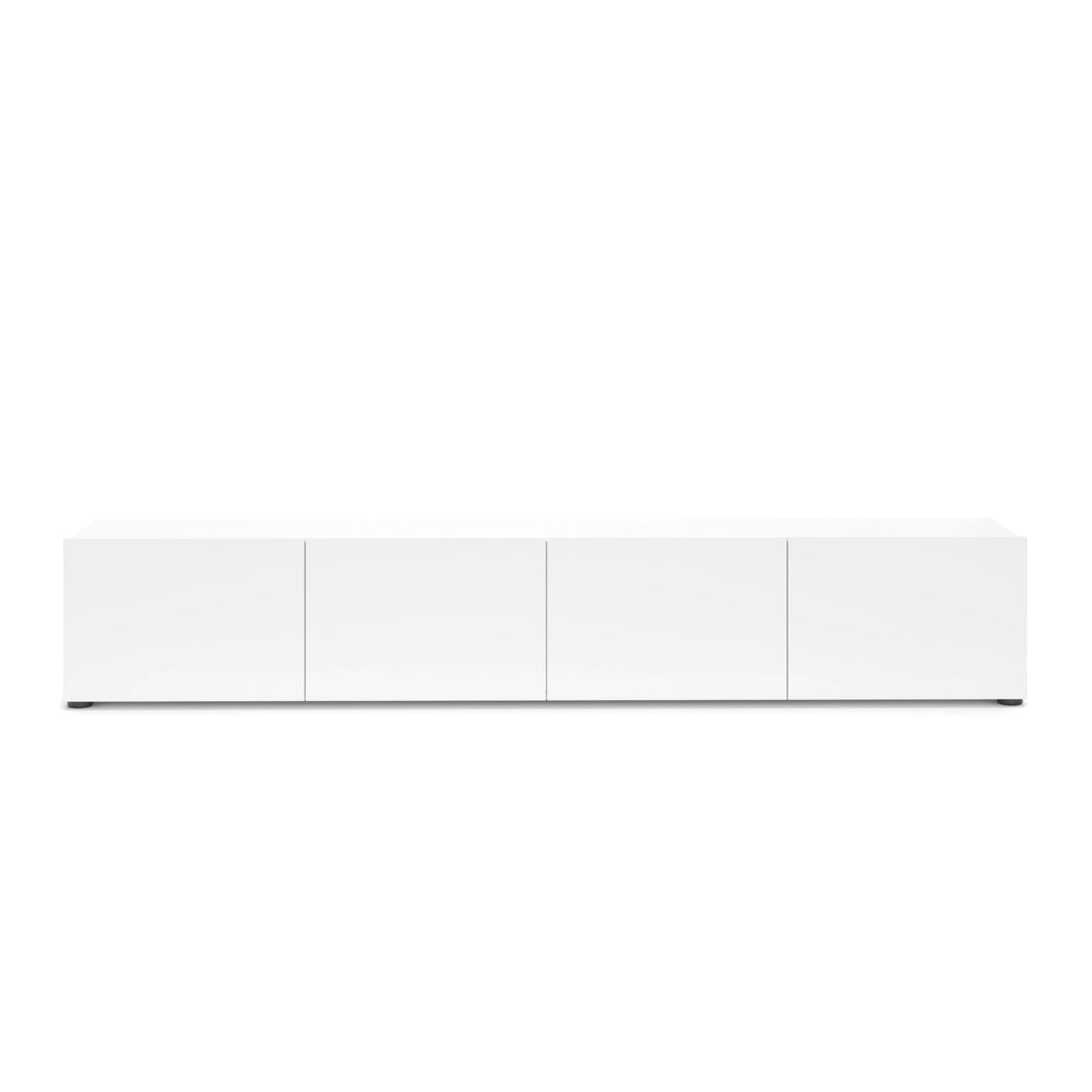 Vida 4 Tilting Door 225cm Large White Gloss TV Stand - FurniComp