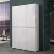 Vida 6 Door 122cm White Gloss Tall Shoe Cabinet/Storage Cupboard - FurniComp