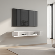 Combo 138cm Floating Wall Hung TV Shelf - White Gloss COM-43-01 - FurniComp