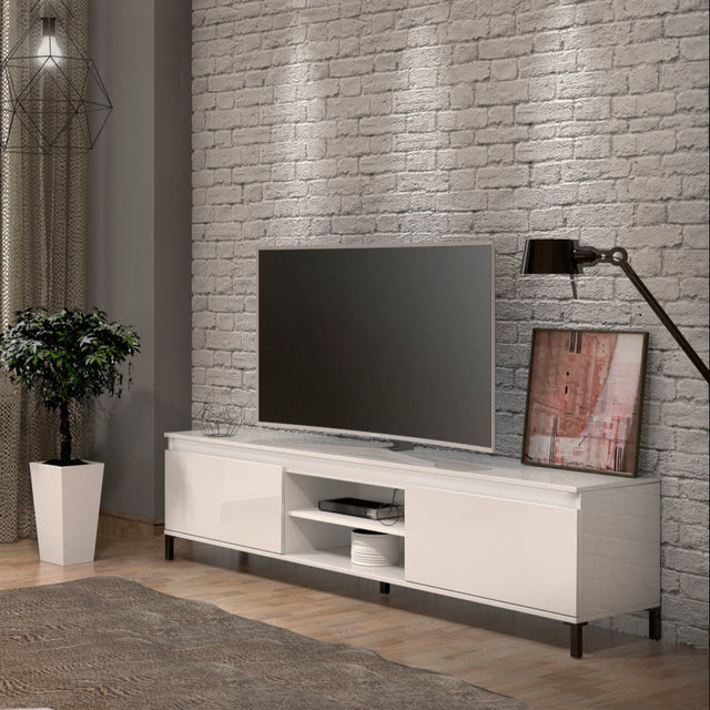 Cancun 2 Door 200cm White Gloss and Anthracite TV Stand - FurniComp