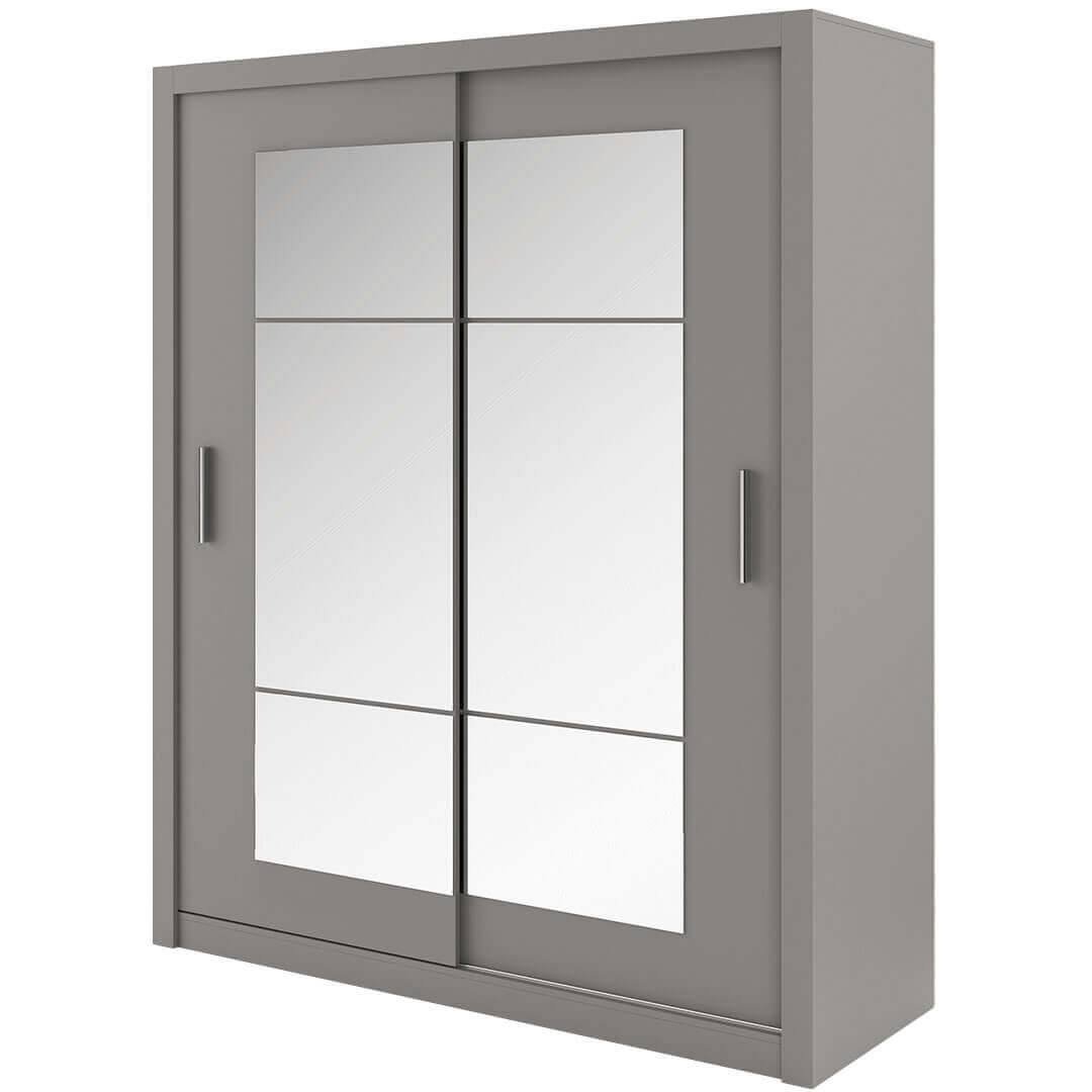 Austin 2 Door Grey 180cm Mirrored Sliding Door Wardrobe AU-02 - FurniComp