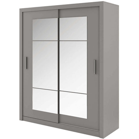 Austin 2 Door Grey 180cm Mirrored Sliding Door Wardrobe AU-02 - FurniComp