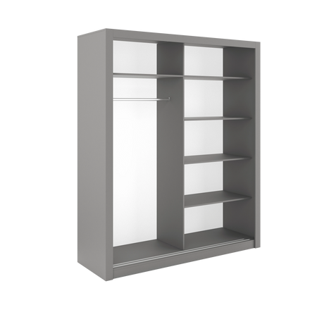 Austin 2 Door Grey 180cm Mirrored Sliding Door Wardrobe AU-02 - FurniComp