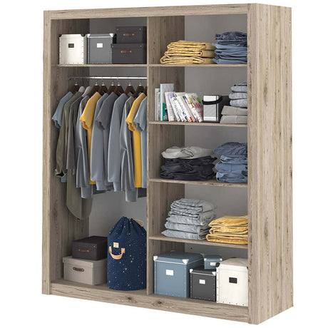 Austin 2 Door Oak 180cm Mirrored Sliding Door Wardrobe AU-02 - FurniComp