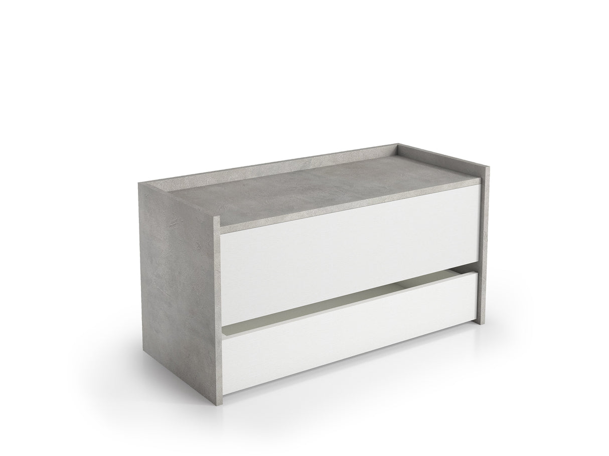 Bari White and Grey Wooden Storage Bench/Blanket Box with Drawer - FurniComp