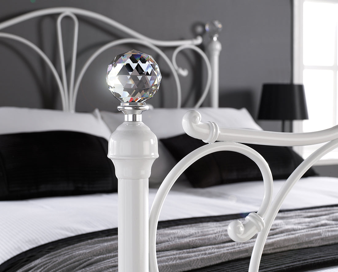 Claire White Metal Frame Bed - FurniComp