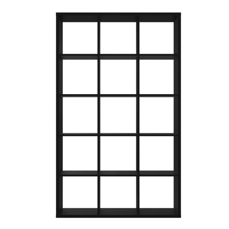 Cora 5 Tier Tall Wide Open Back Bookcase/Shelving Unit in Black - FurniComp