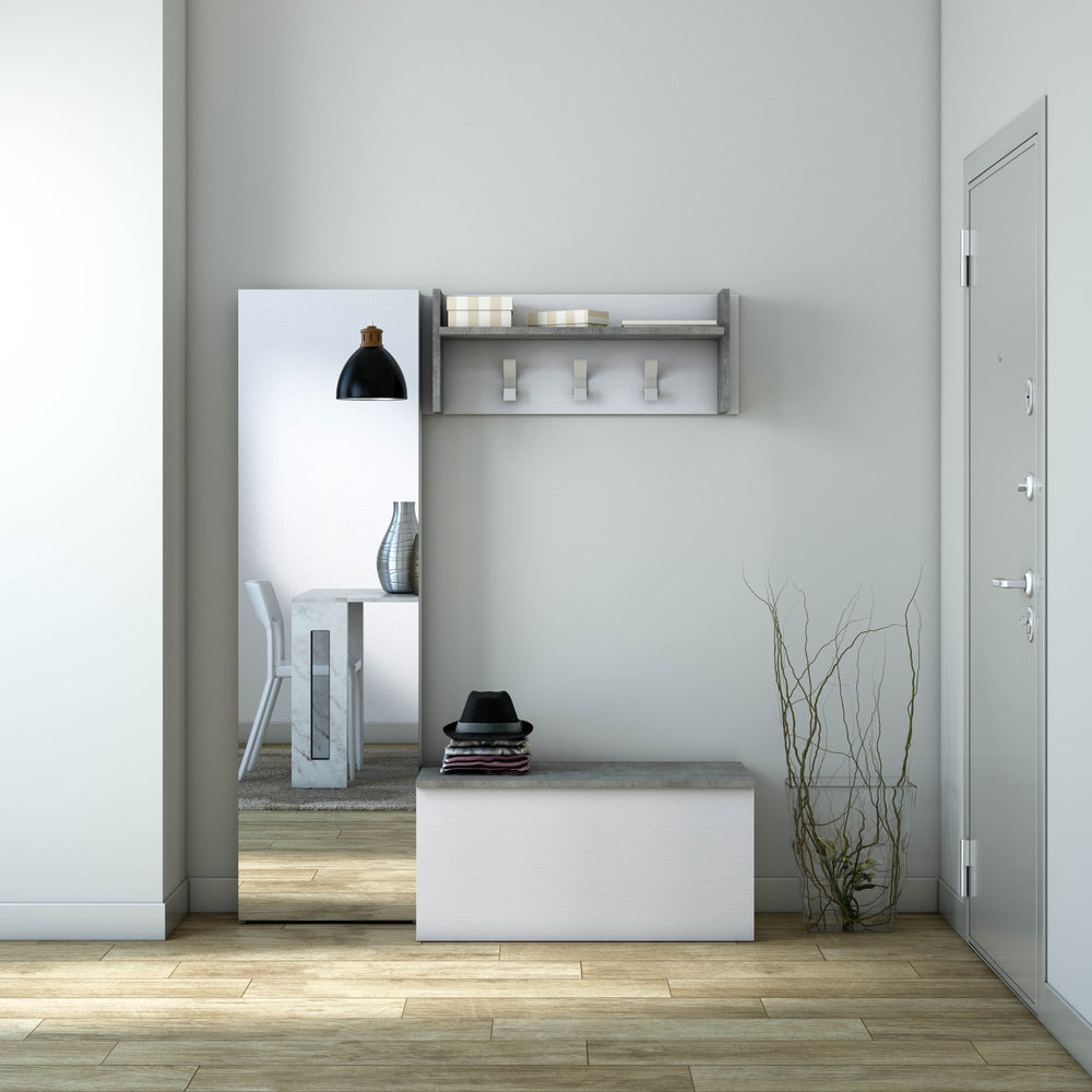 Cori White & Concrete Grey Wooden Storage Bench/Blanket Box - FurniComp