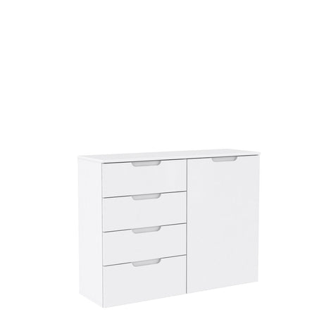 Ella White Gloss 1 Door 4 Drawer Compact Sideboard - FurniComp