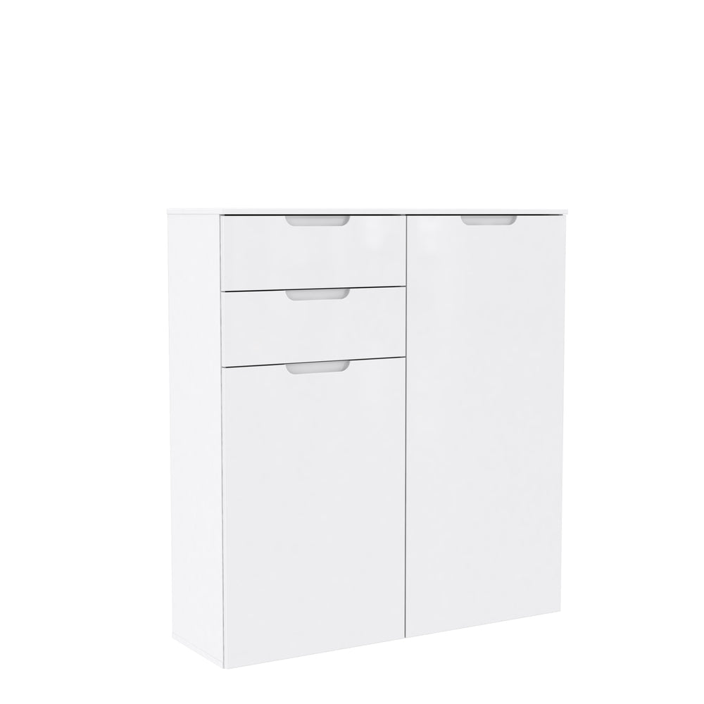 Ella White Gloss 2 Door 2 Drawer Tall Sideboard - FurniComp