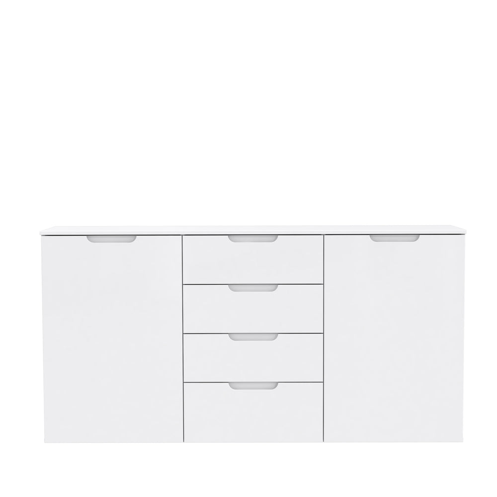 Ella White Gloss 2 Door 4 Drawer Wide Sideboard Storage Cupboard - FurniComp