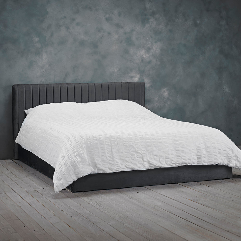 Essen Silver Velvet Ottoman Lift Up Storage Bed - FurniComp