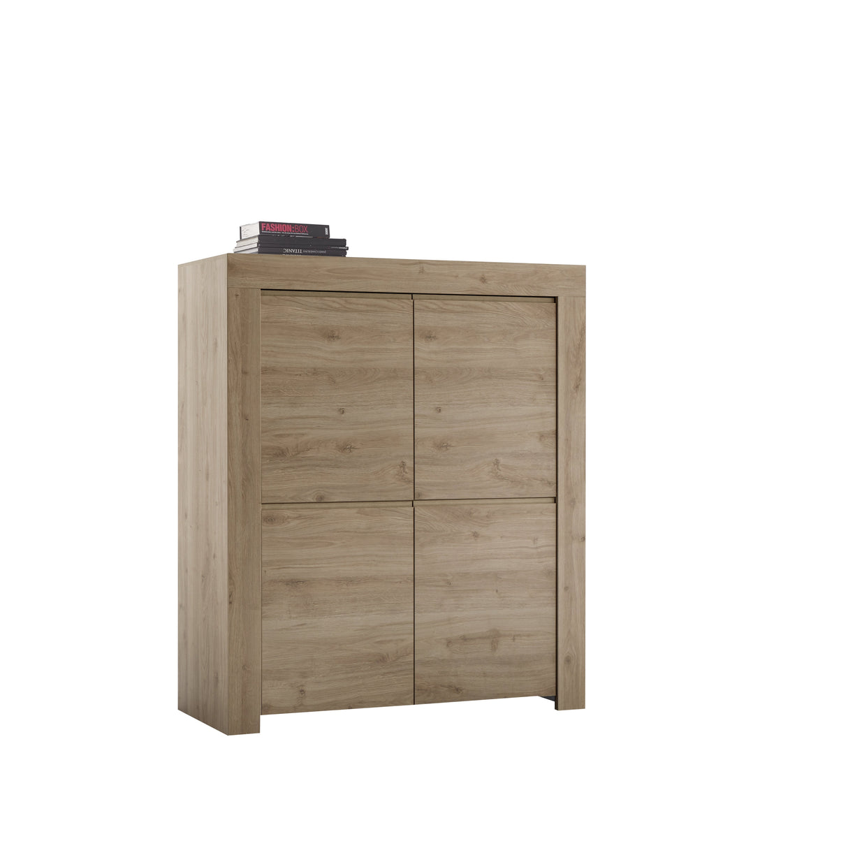 Roma 4 Door Oak Effect Tall Sideboard/Highboard - FurniComp