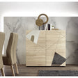 Giulia 2 Door Oak Tall Sideboard/Highboard with Mirrors - FurniComp