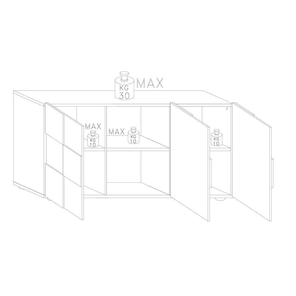 Giulia 3 Door Oak Sideboard with Mirrors - FurniComp