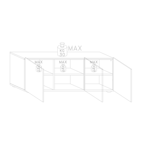 Giulia 3 Door Samoa Oak TV Unit with Mirrors - FurniComp