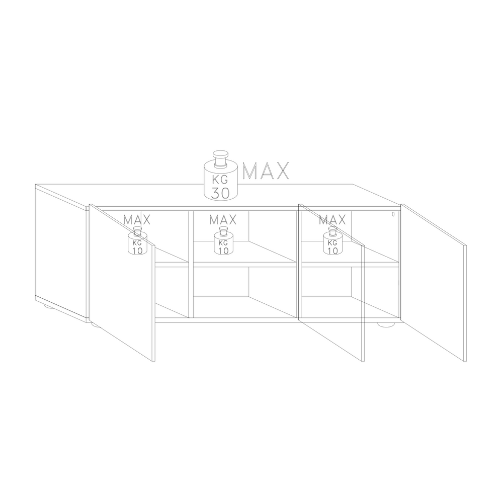 Giulia 3 Door Grey Gloss TV Unit with Mirrors - FurniComp