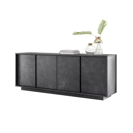 Glacia 4 Door Black Marble Effect Sideboard - FurniComp