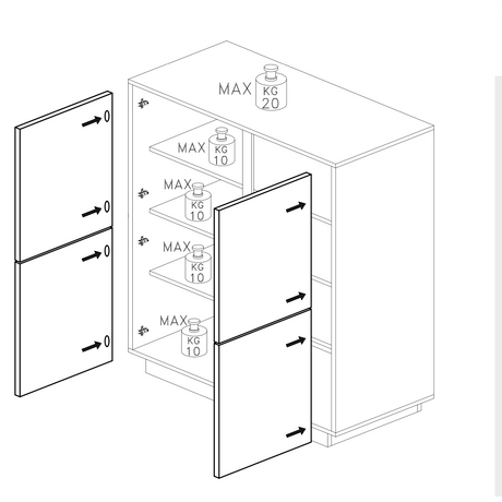 Glacia 4 Door White Marble Effect Tall Sideboard/Highboard - FurniComp