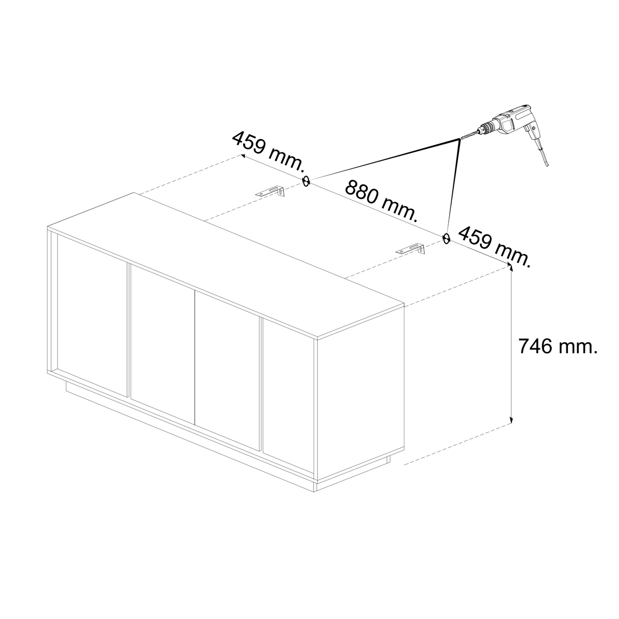 Glacia 4 Door Black Marble Effect Sideboard - FurniComp