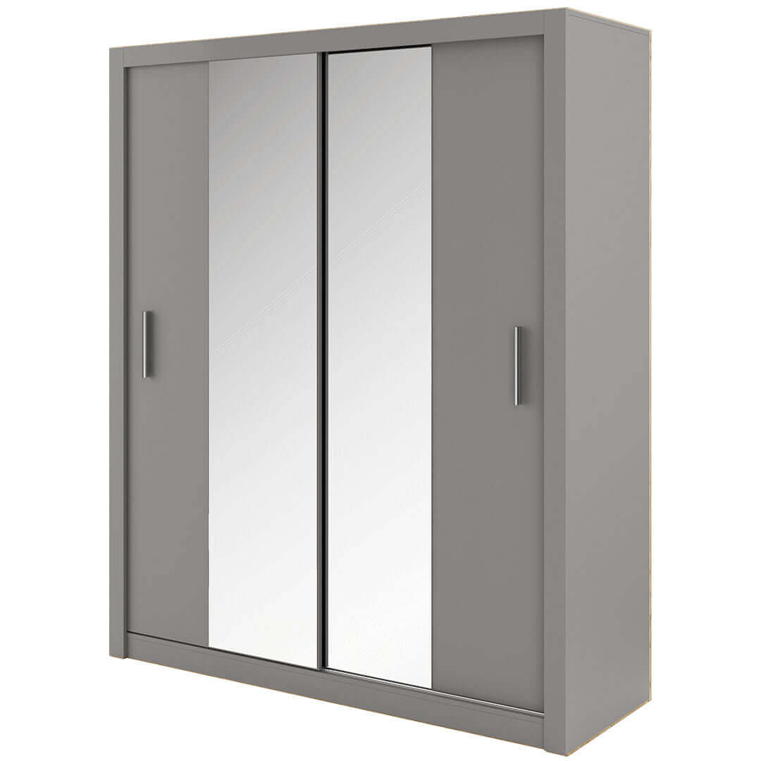 Austin 2 Door Grey 180cm Mirrored Sliding Door Wardrobe AU-03 - FurniComp