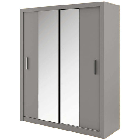 Austin 2 Door Grey 180cm Mirrored Sliding Door Wardrobe AU-03 - FurniComp
