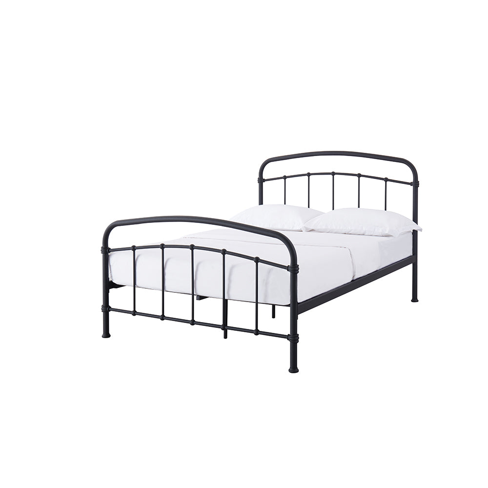 Hugo Industrial Style Black Metal Frame Bed - FurniComp