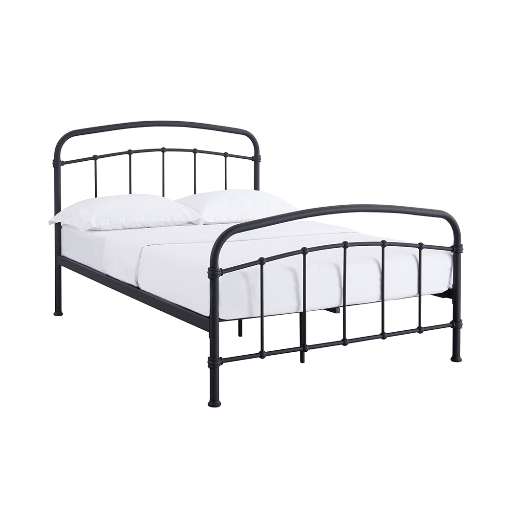 Hugo Industrial Style Black Metal Frame Bed - FurniComp
