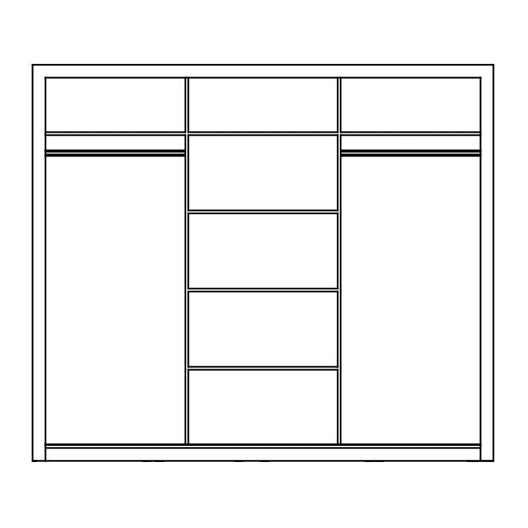 Klassy 3 Door 250cm Shetland Oak Mirrored Sliding Door Wardrobe KL-02 - FurniComp