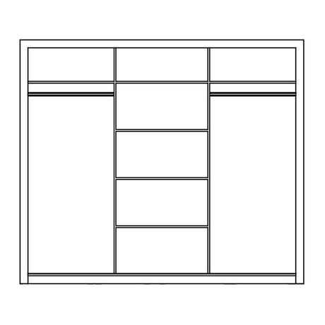 Klassy 3 Door 250cm Grey Mirrored Sliding Door Wardrobe KL-02 - FurniComp