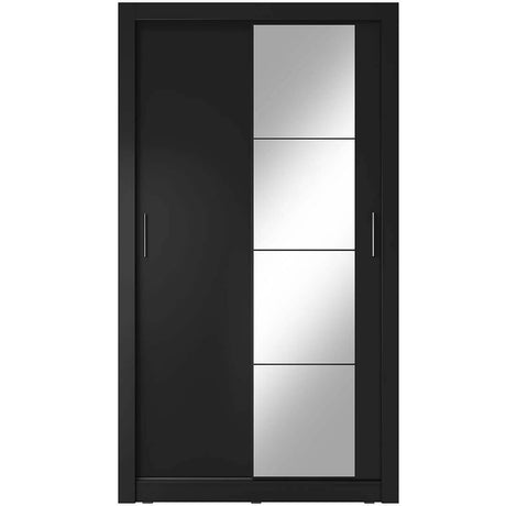Klassy 2 Door Black Mirrored 120cm Sliding Door Wardrobe KL-06 - FurniComp