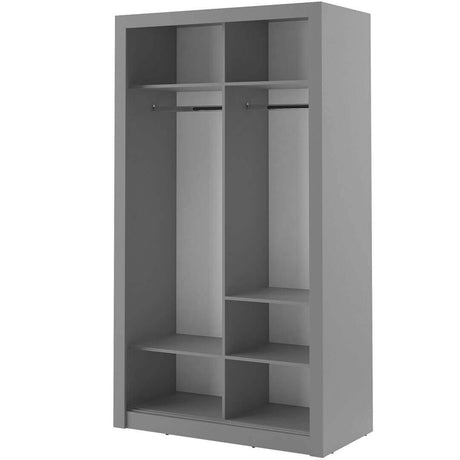 Klassy 2 Door Grey Mirrored 120cm Sliding Door Wardrobe KL-06 - FurniComp