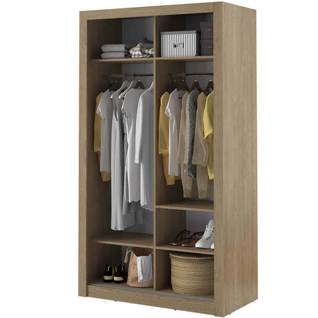Klassy 2 Door Oak Mirrored 120cm Sliding Door Wardrobe KL-06 - FurniComp