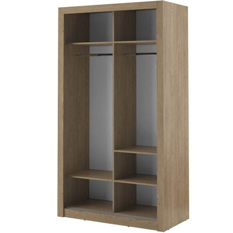 Klassy 2 Door Oak Mirrored 120cm Sliding Door Wardrobe KL-06 - FurniComp