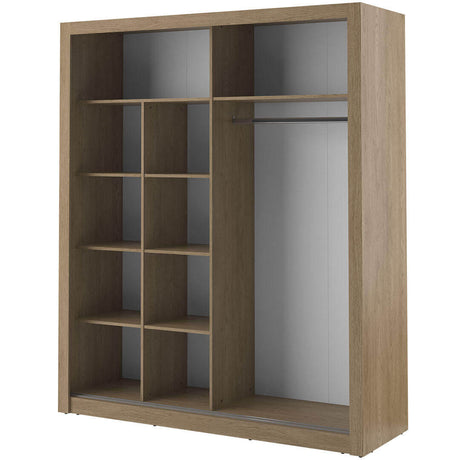 Klassy 2 Door Oak Mirrored 200cm Sliding Door Wardrobe KL-08 - FurniComp