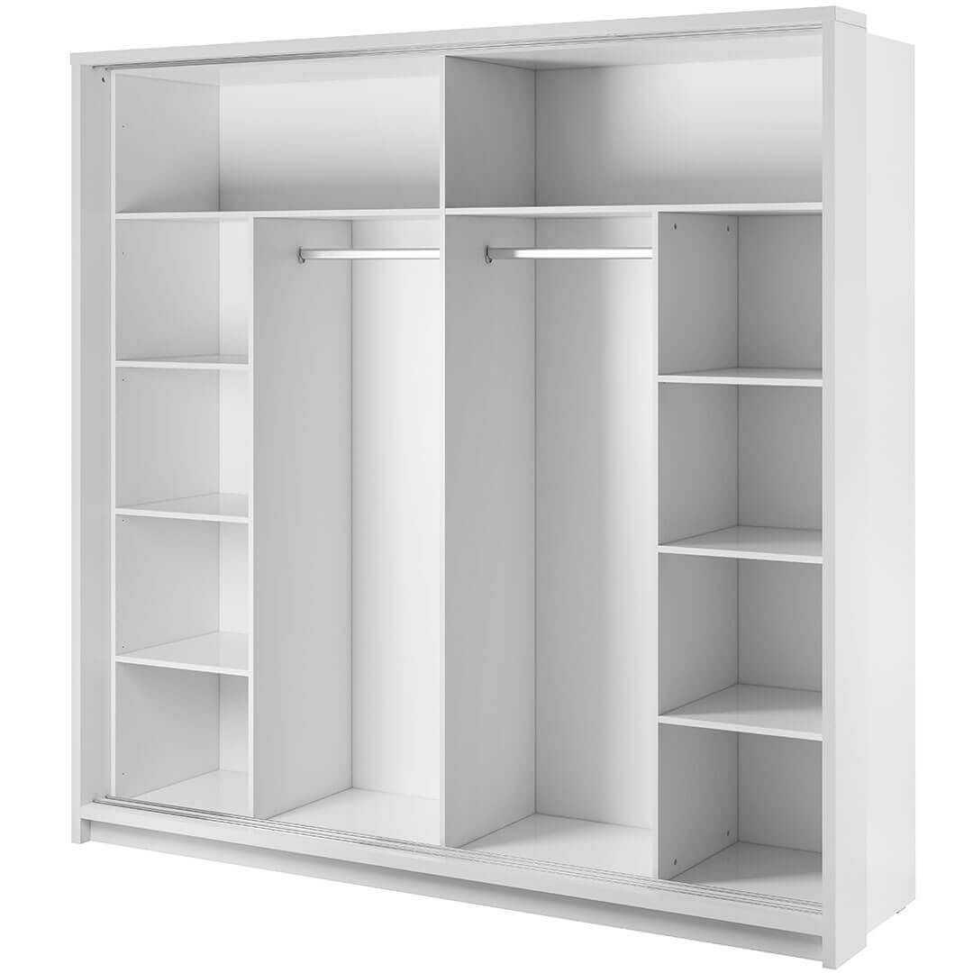 Klassy 2 Door Black 220cm Mirrored Sliding Door Wardrobe KL-14 - FurniComp