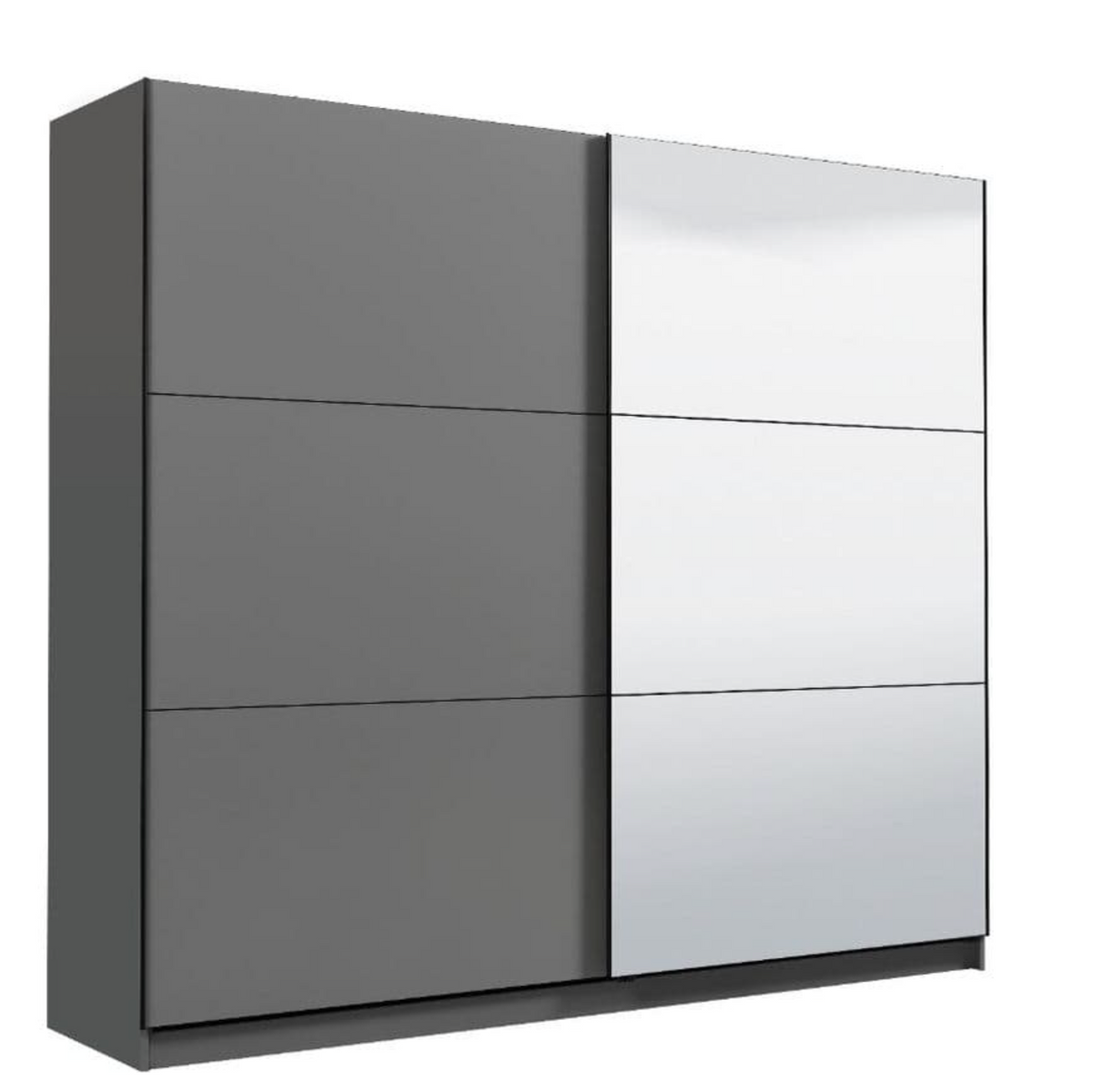 Lavina 2 Door Large Grey 220cm Mirrored Sliding Door Wardrobe - FurniComp