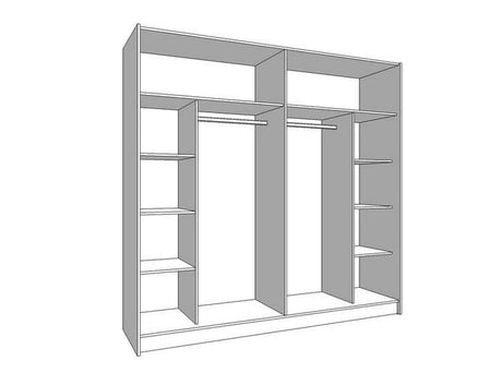 Lavina 2 Door Large White 220cm Mirrored Sliding Door Wardrobe - FurniComp