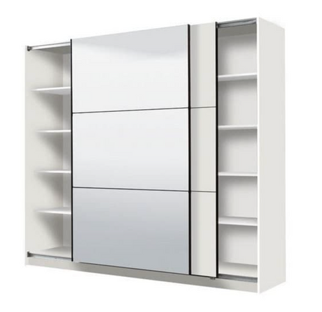 Lavina 2 Door Large White 220cm Mirrored Sliding Door Wardrobe - FurniComp