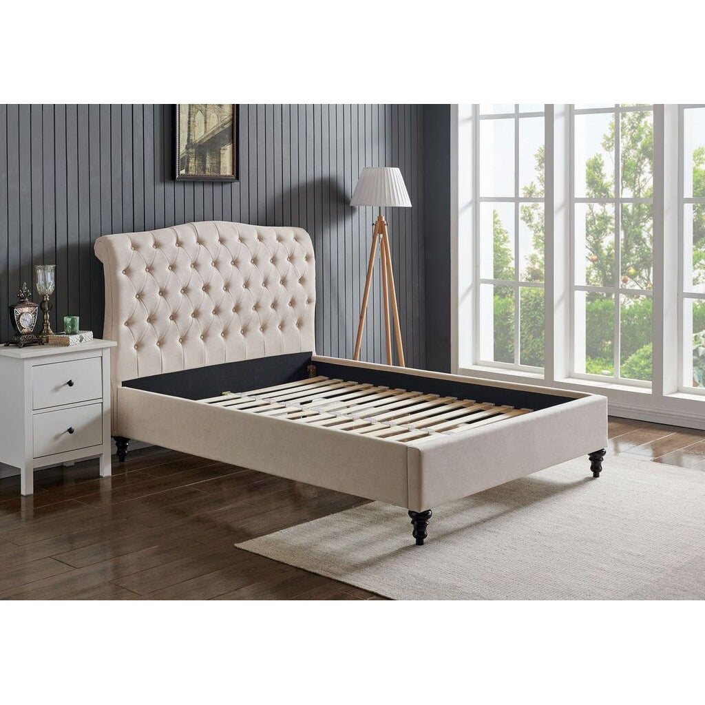 Lia Natural Fabric Bed Frame - FurniComp