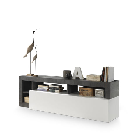 Lorenzo 184cm White Gloss and Anthracite TV Unit - FurniComp