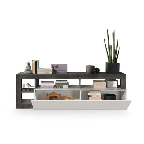 Lorenzo 184cm White Gloss and Anthracite TV Unit - FurniComp