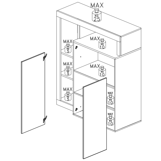 Lorenzo 2 Door White Gloss and Natural Oak Tall Sideboard/Highboard - FurniComp