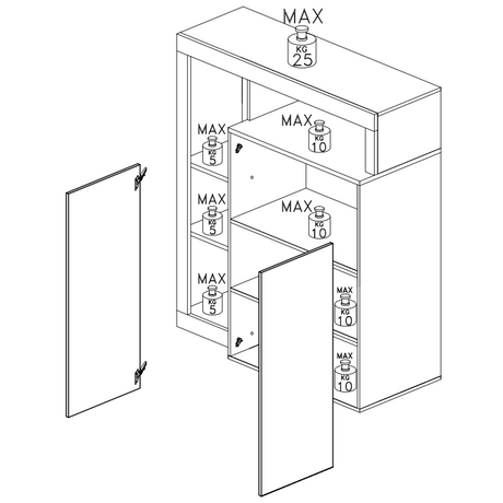 Lorenzo 2 Door White Gloss and Natural Oak Tall Sideboard/Highboard - FurniComp