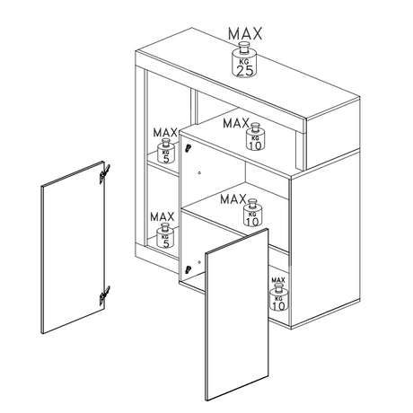 Lorenzo 2 Door White Gloss and Natural Oak Sideboard - FurniComp