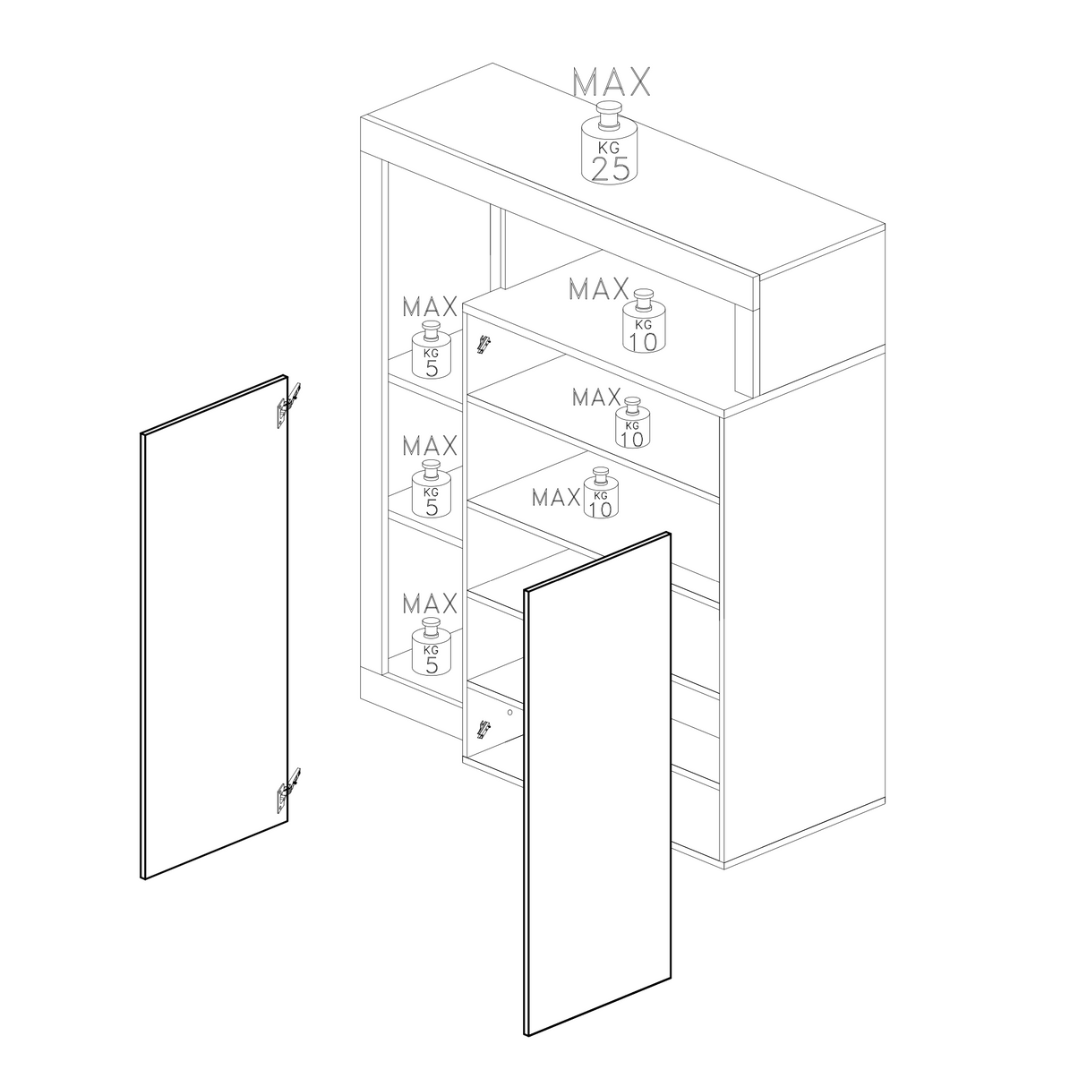 Lorenzo Natural Oak & High White Gloss Shoe Storage Cabinet - FurniComp